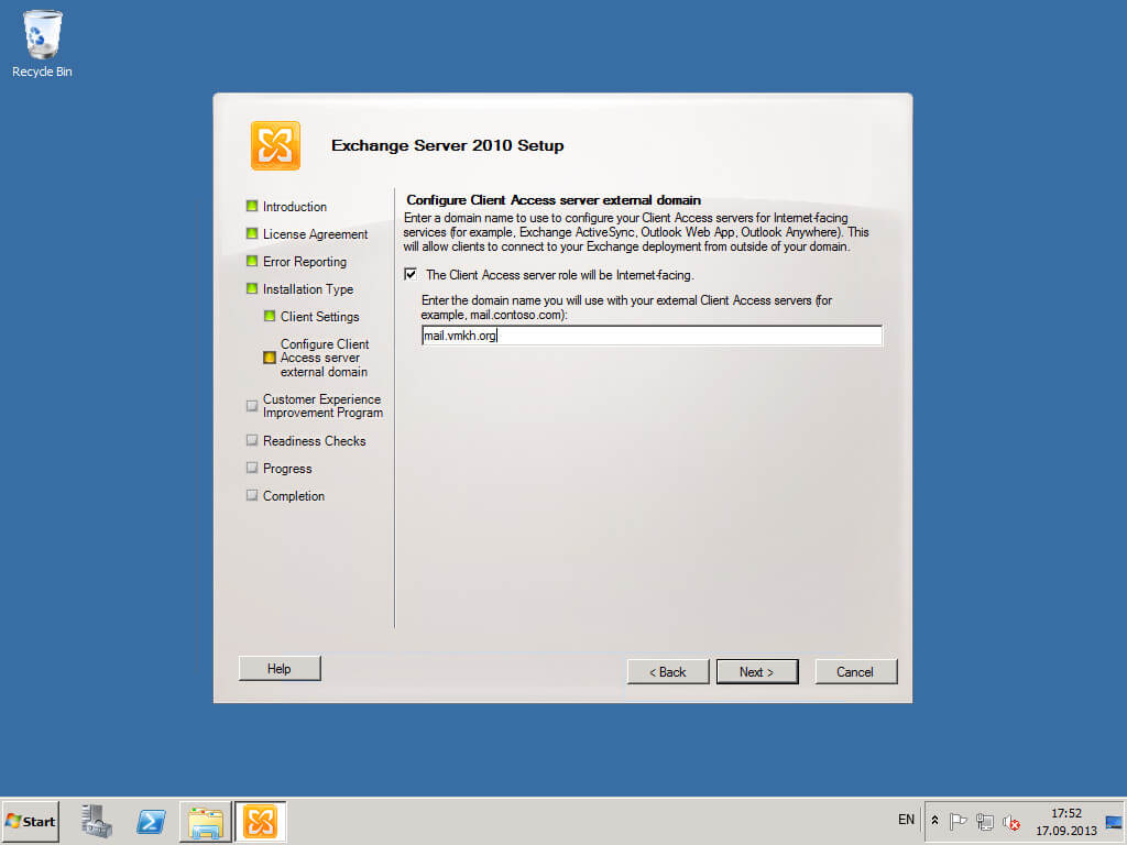 Install Exchange Server 2010