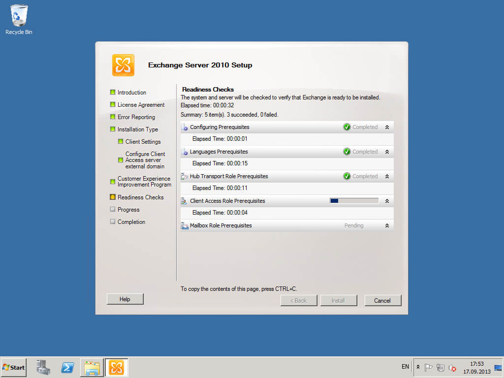 Install Exchange Server 2010