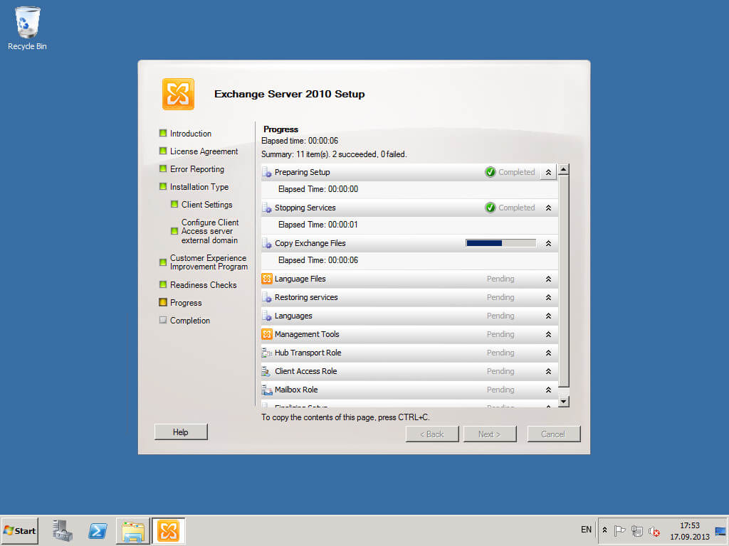 Install Exchange Server 2010