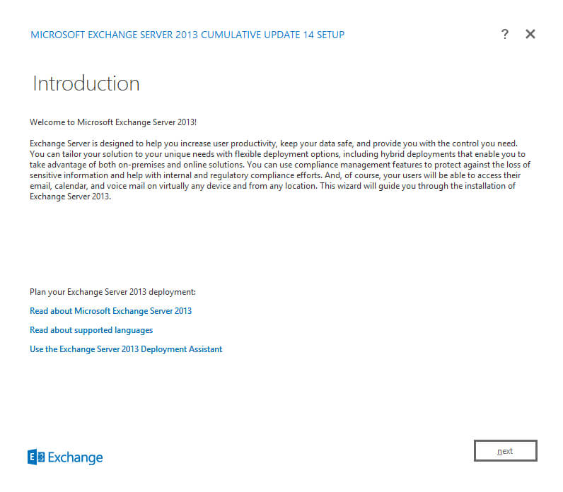 Install Exchange Server 2013