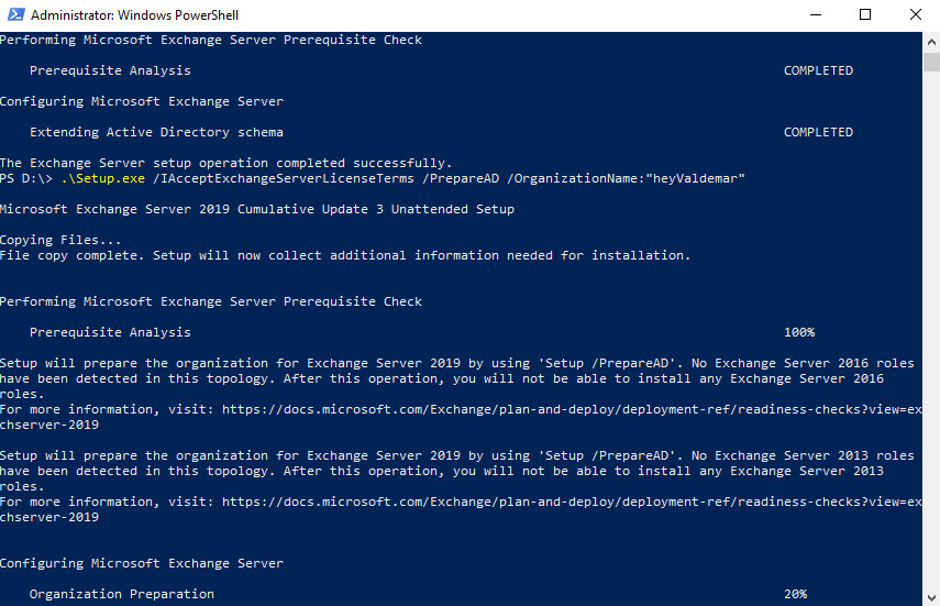 Install Exchange Server 2019 on Windows Server 2019