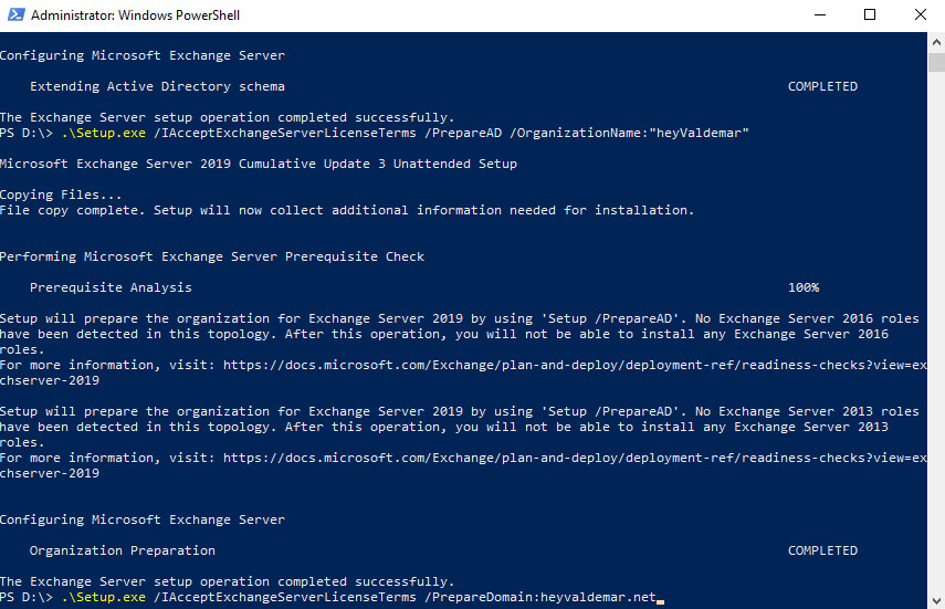 Install Exchange Server 2019 on Windows Server 2019