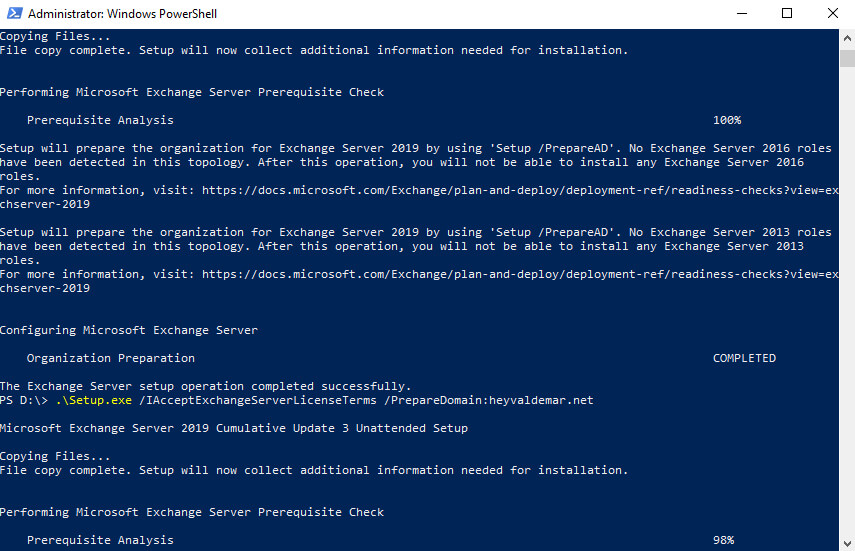 Install Exchange Server 2019 on Windows Server 2019
