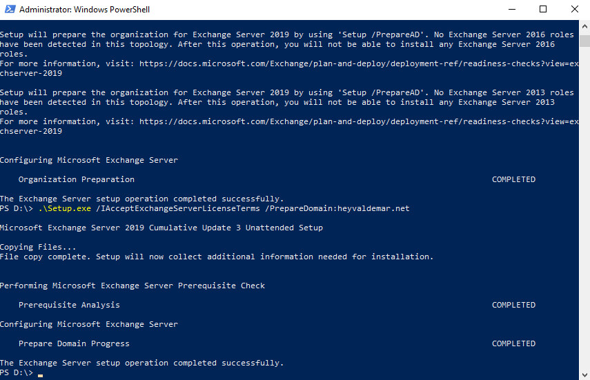 Install Exchange Server 2019 on Windows Server 2019