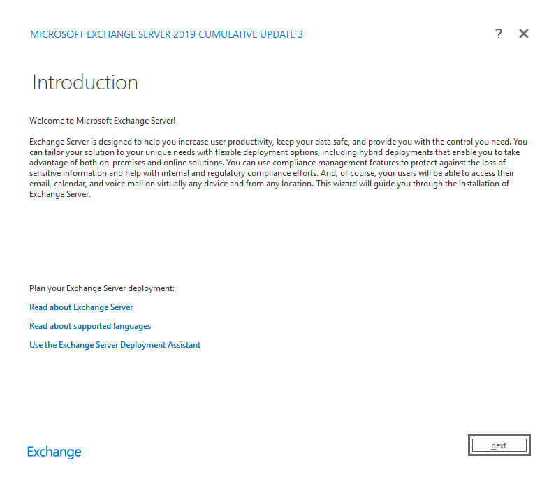 Install Exchange Server 2019 on Windows Server 2019