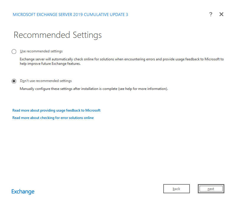 Install Exchange Server 2019 on Windows Server 2019