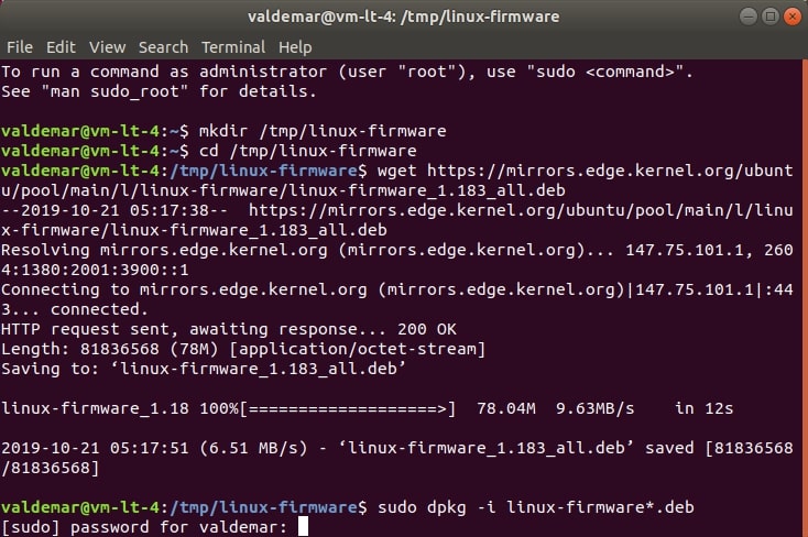 Install Firmware for Kernel Drivers on Ubuntu