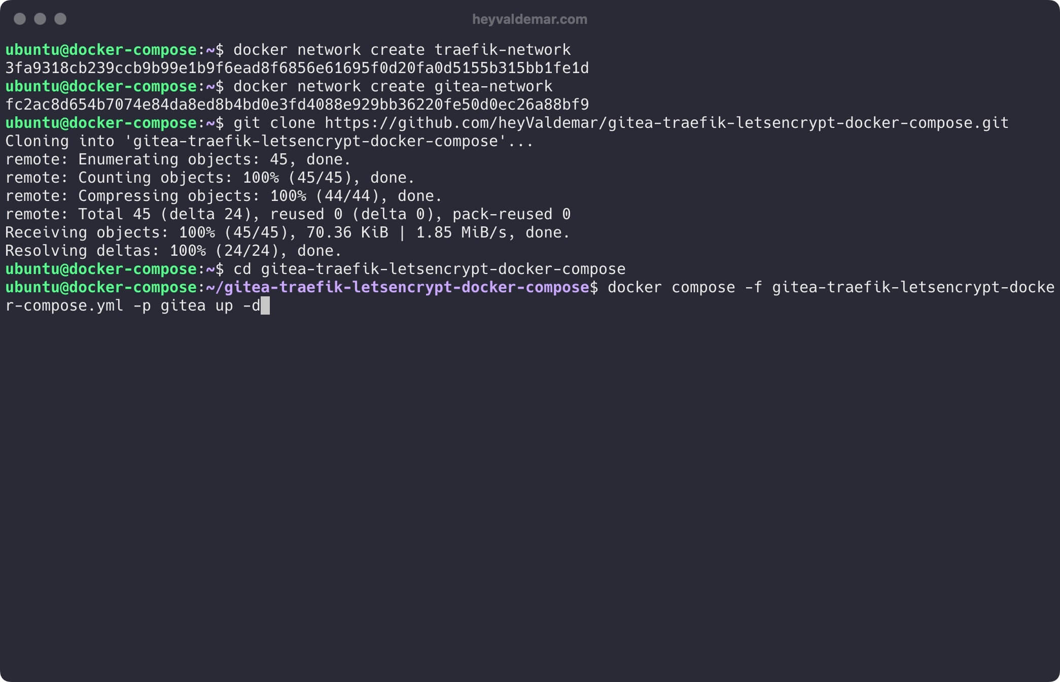 Install Gitea Using Docker Compose