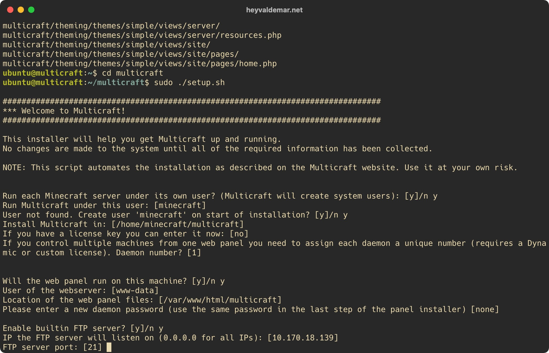 Install Multicraft on Ubuntu Server