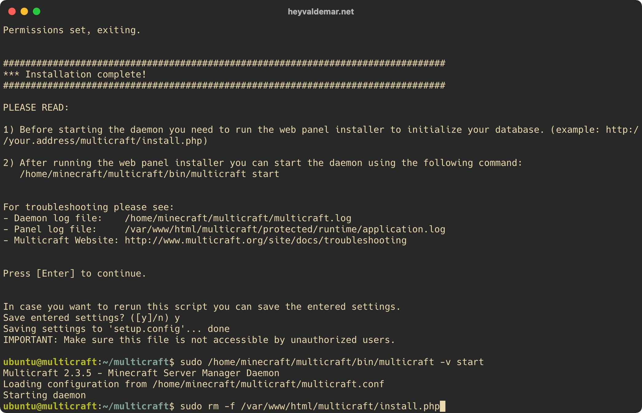 Install Multicraft on Ubuntu Server