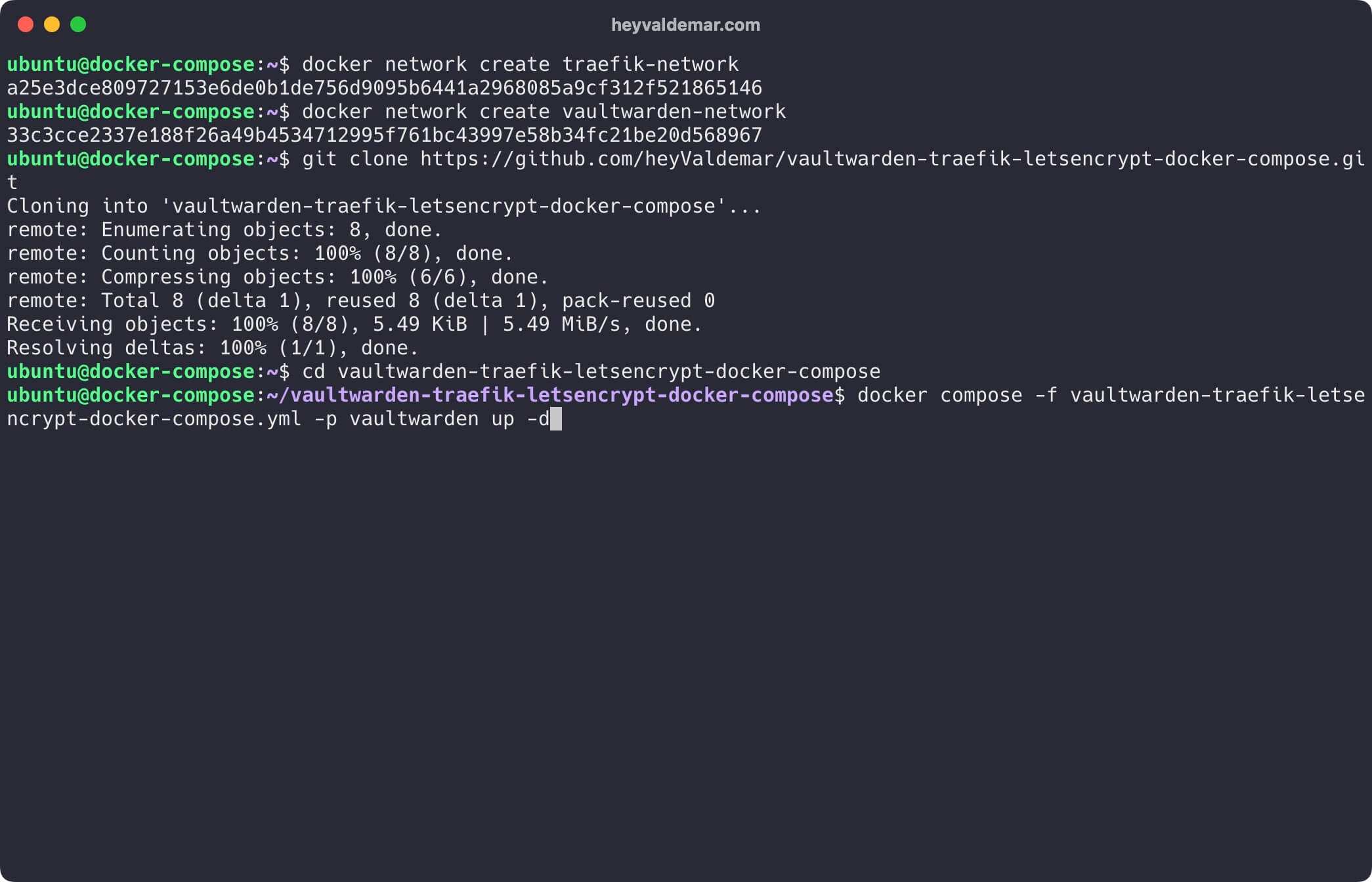 Install Vaultwarden Using Docker Compose