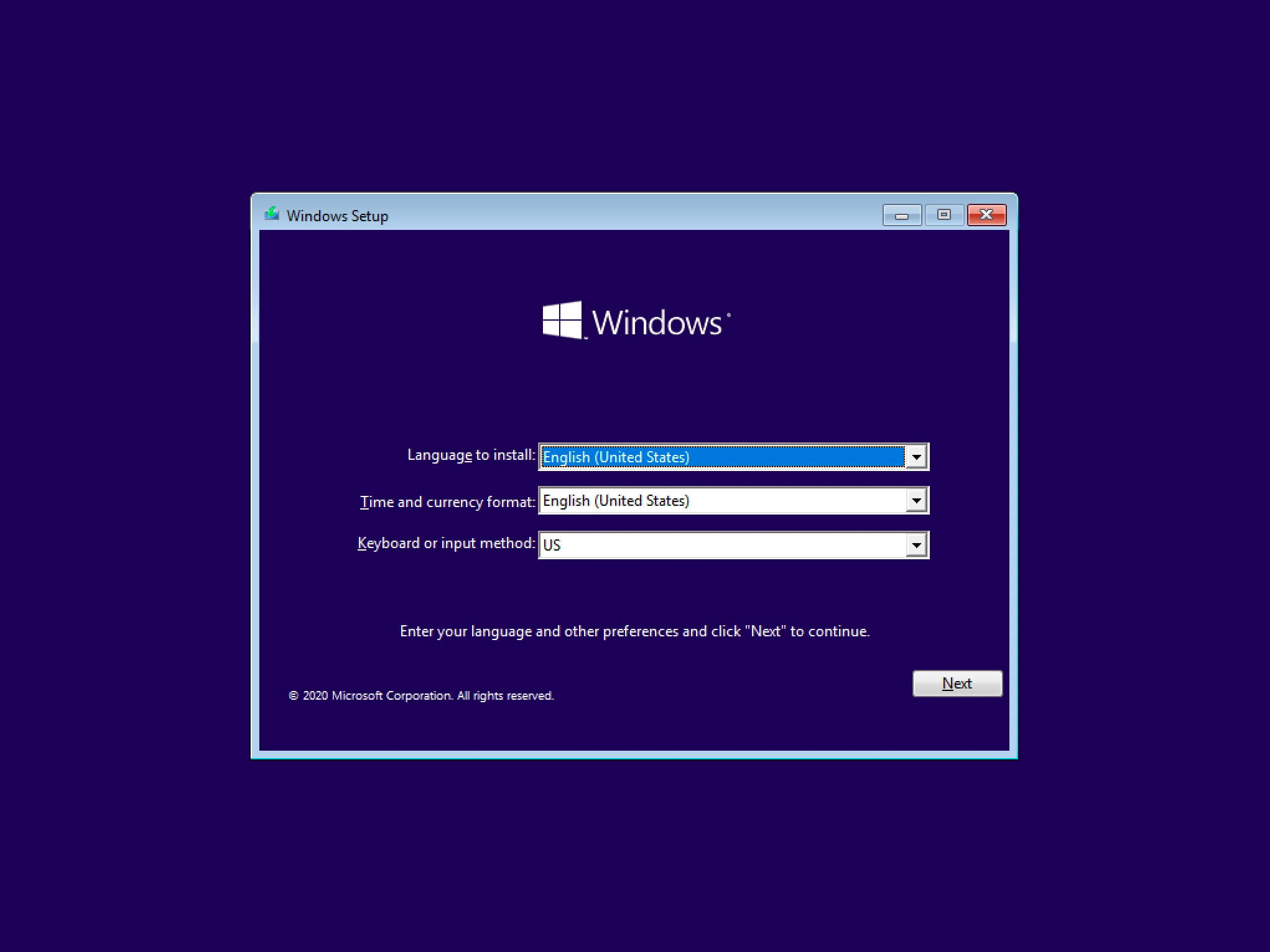 Install Windows 10