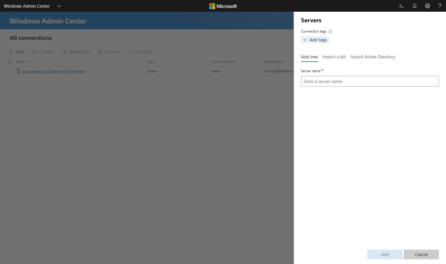 Install Windows Admin Center on Windows Server 2019 Server Core