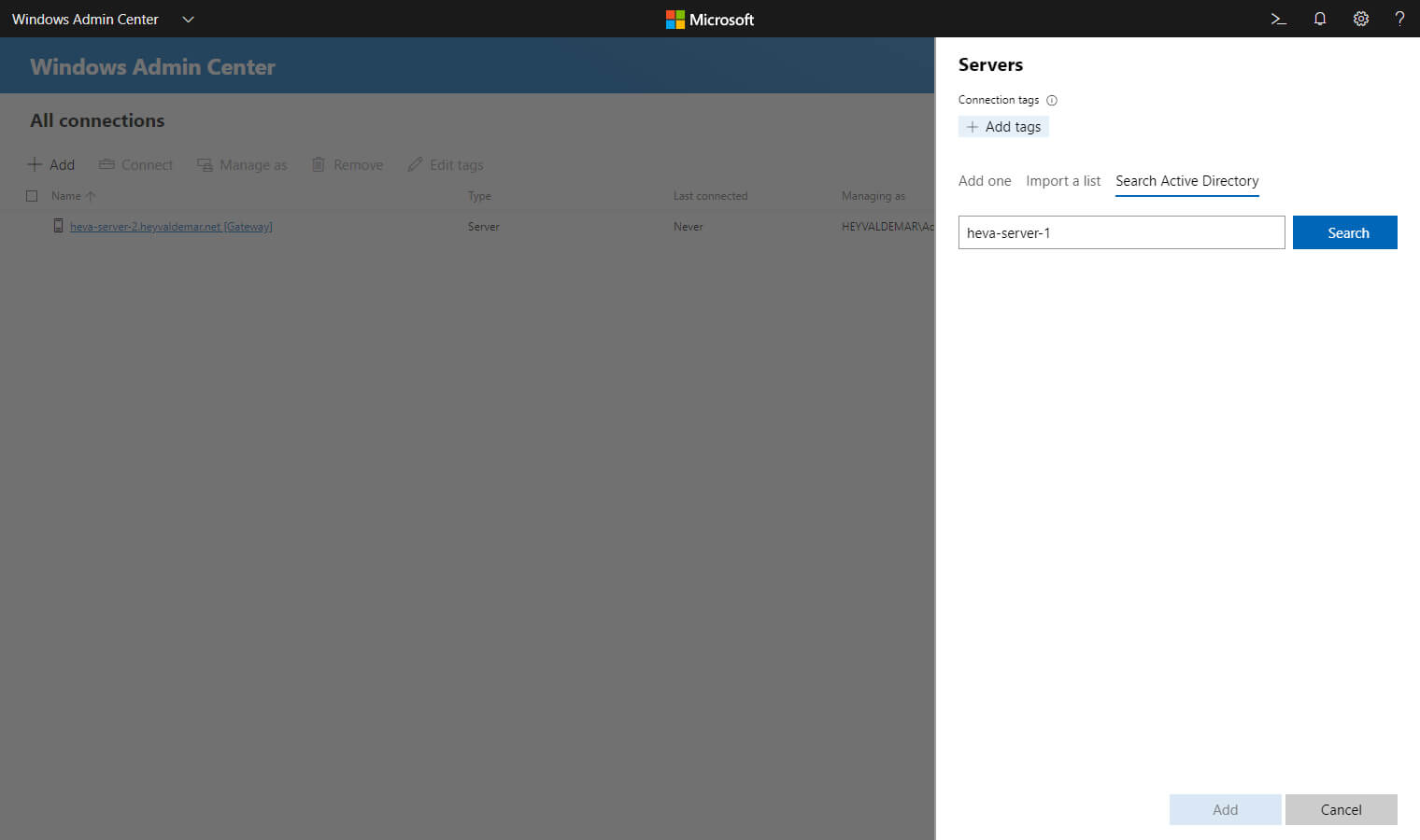 Install Windows Admin Center on Windows Server 2019 Server Core