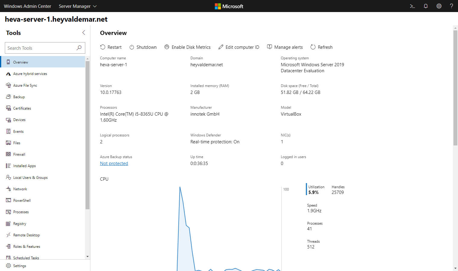 Install Windows Admin Center on Windows Server 2019 Server Core