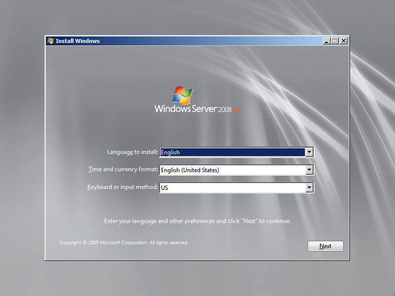 Install Windows Server 2008 R2