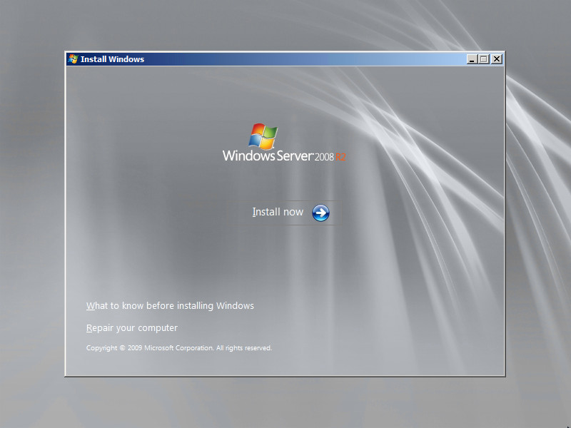 Install Windows Server 2008 R2