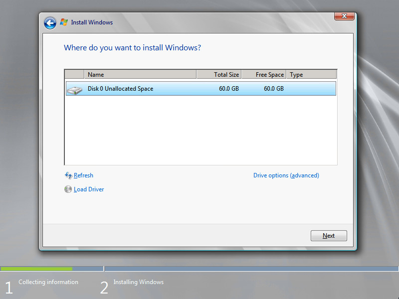 Install Windows Server 2008 R2