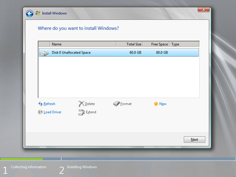 Install Windows Server 2008 R2