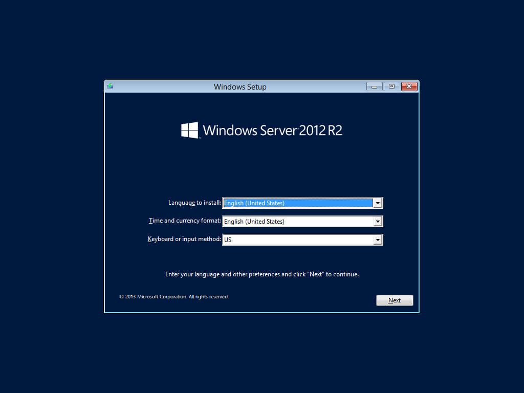 Install Windows Server 2012 R2
