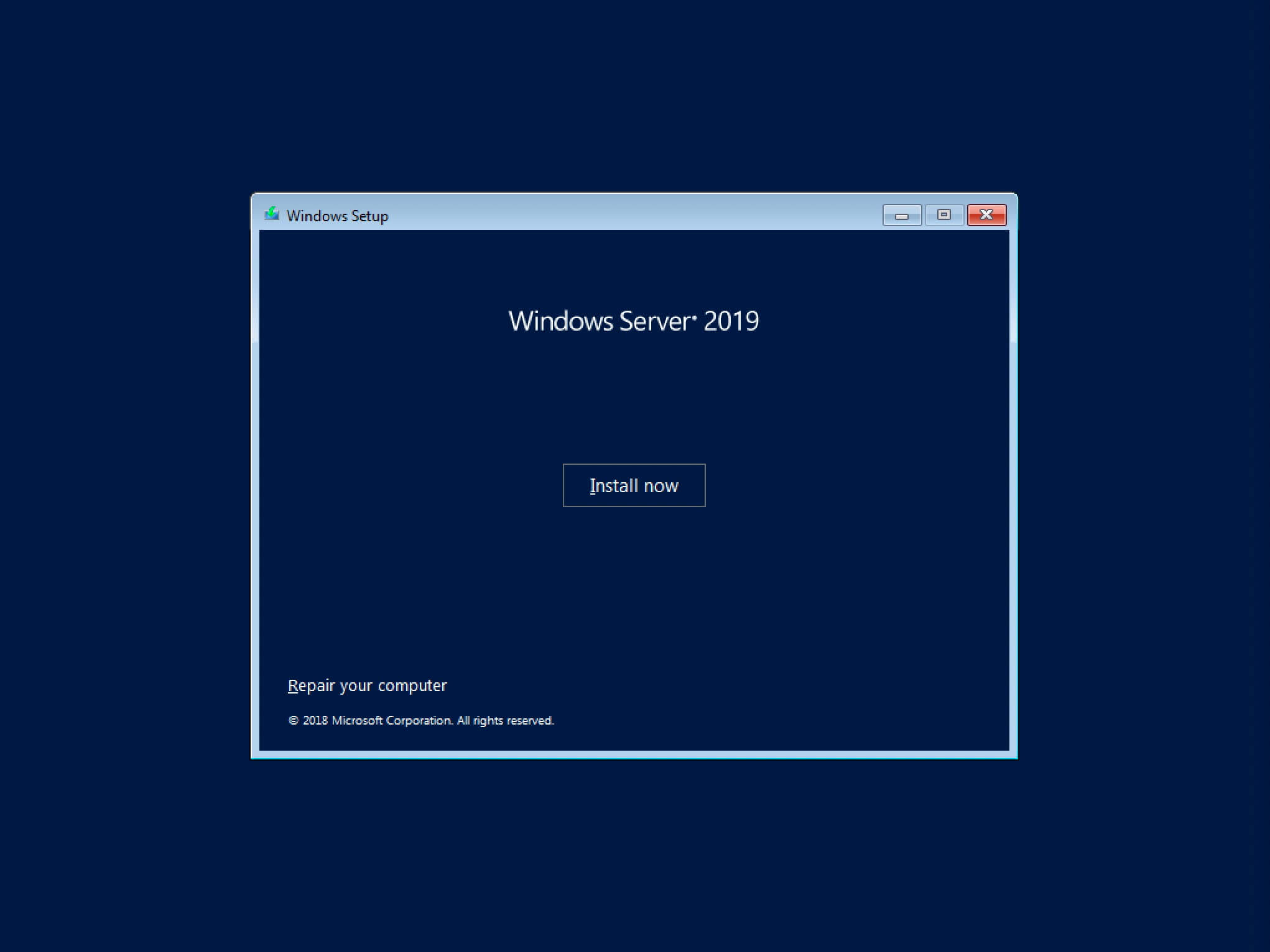 Install Windows Server 2019 Server Core
