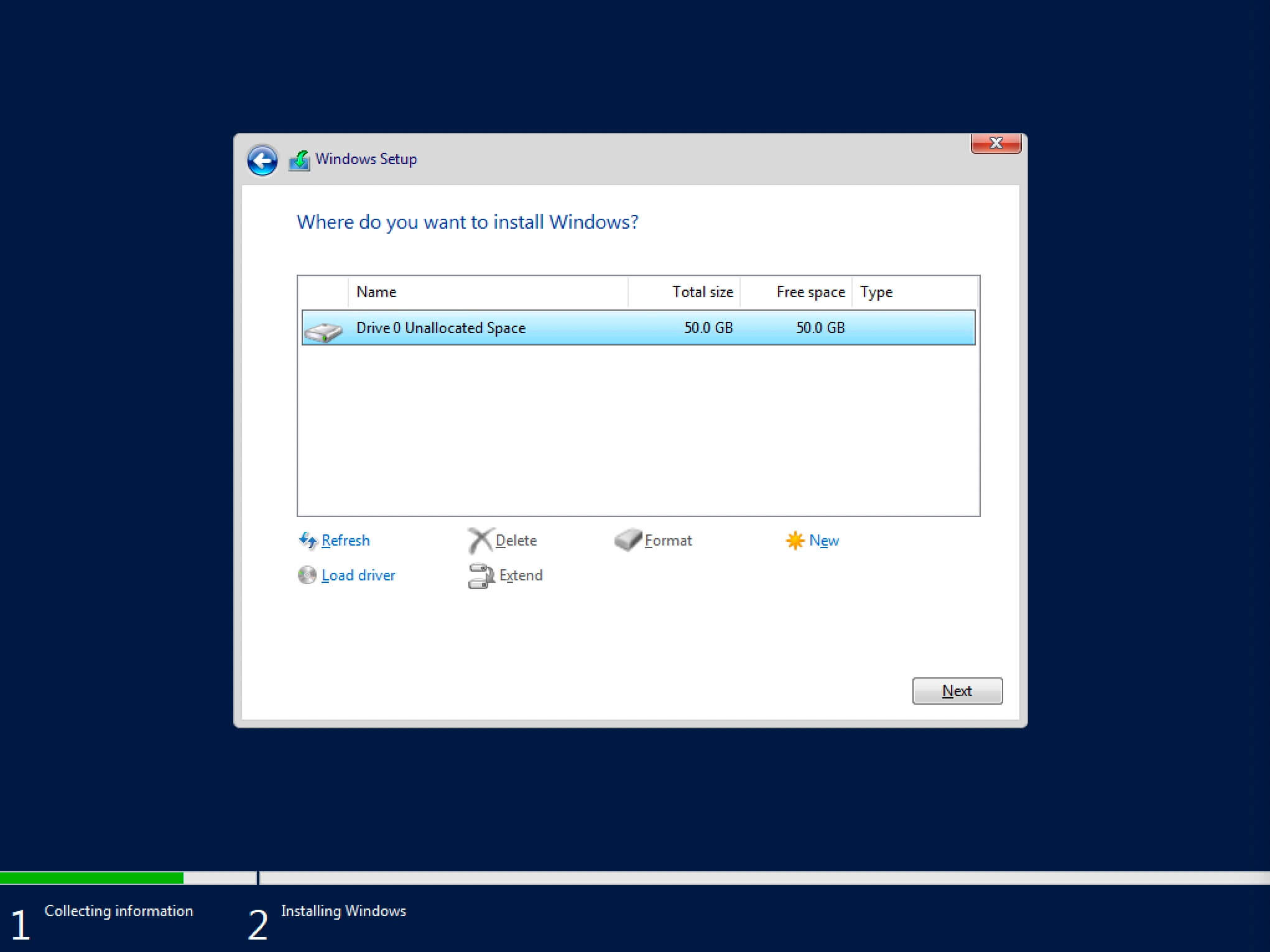 Install Windows Server 2019 Server Core