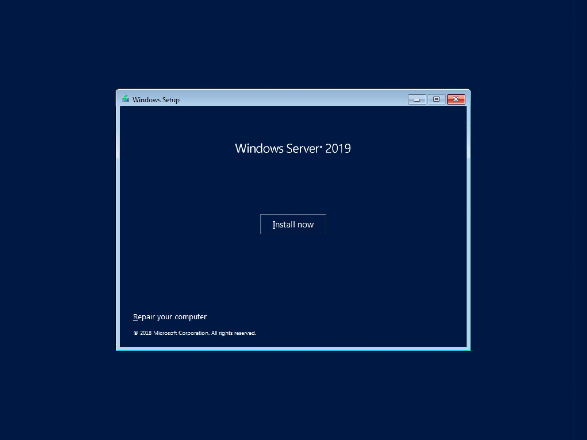 Install Windows Server 2019