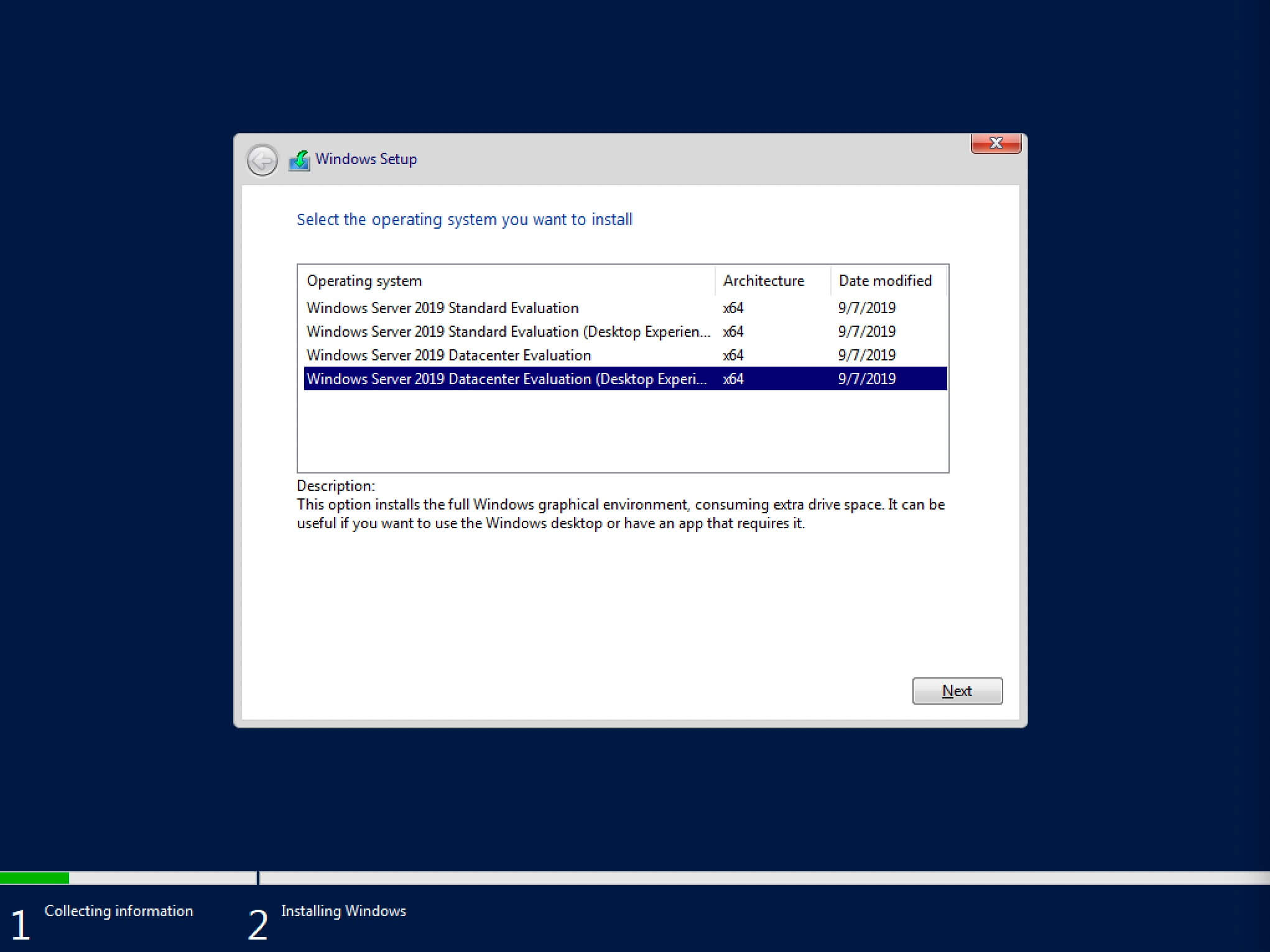 Install Windows Server 2019