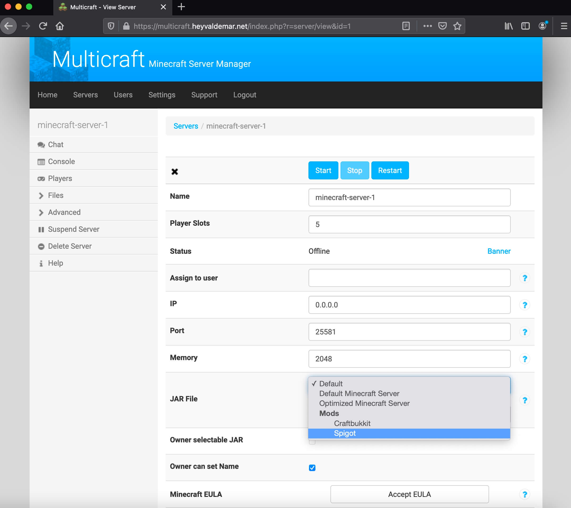 Run a Minecraft Server with Multicraft