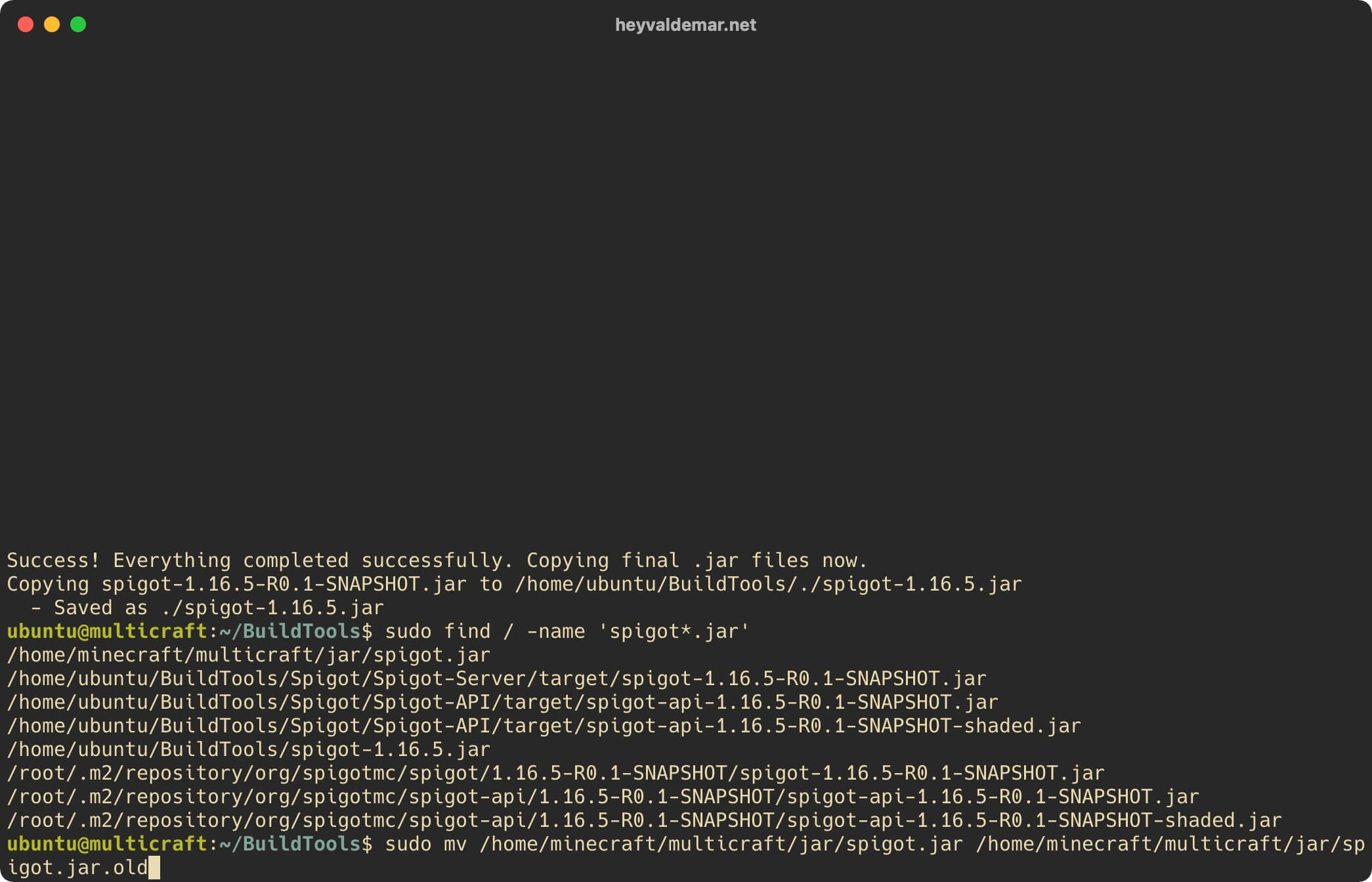 Upgrade Spigot on Ubuntu Server with Multicraft